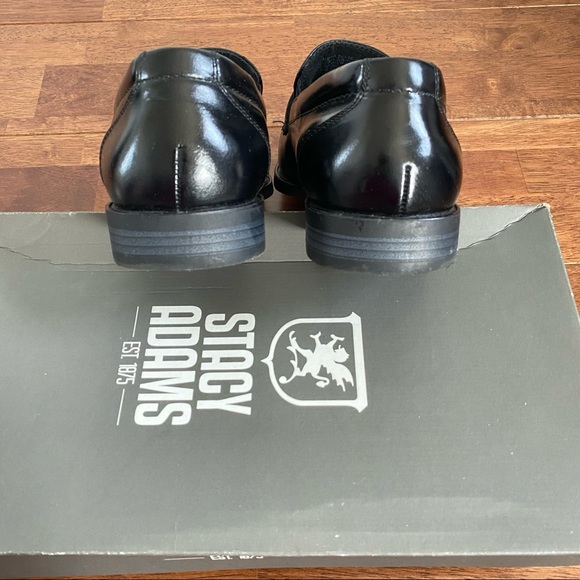 Stacy Adams Mens Cade Bike Toe Slip On Black Dress Shoes 7 - Picture 7 of 10